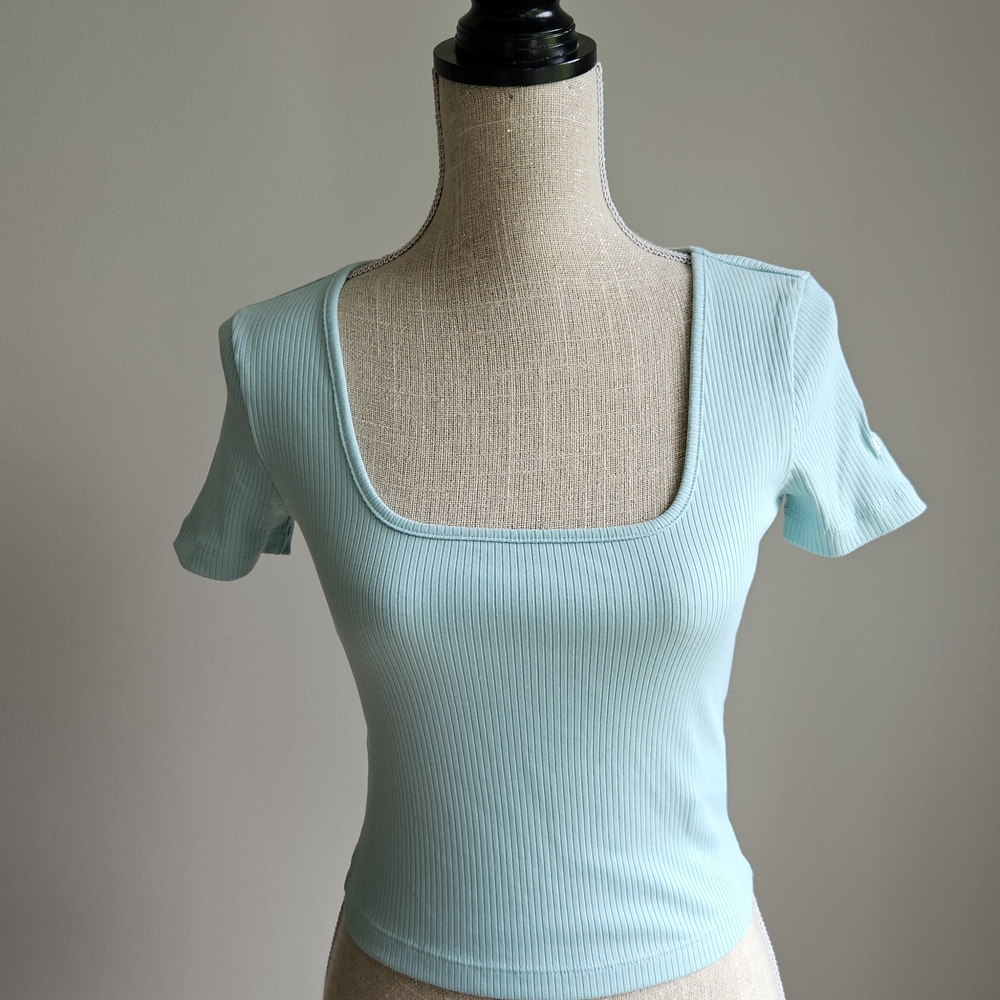 PUMA Light Blue Ribbed Women's Top